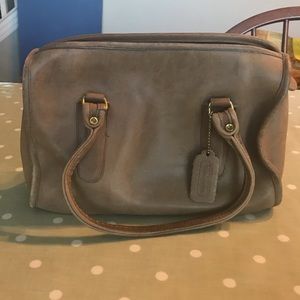 Brown leather Coach handbag.